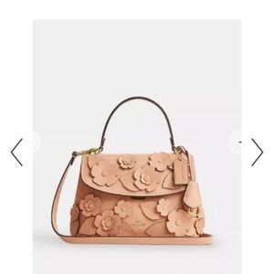 Coach Pink Floral Appliqué Leather Satchel
